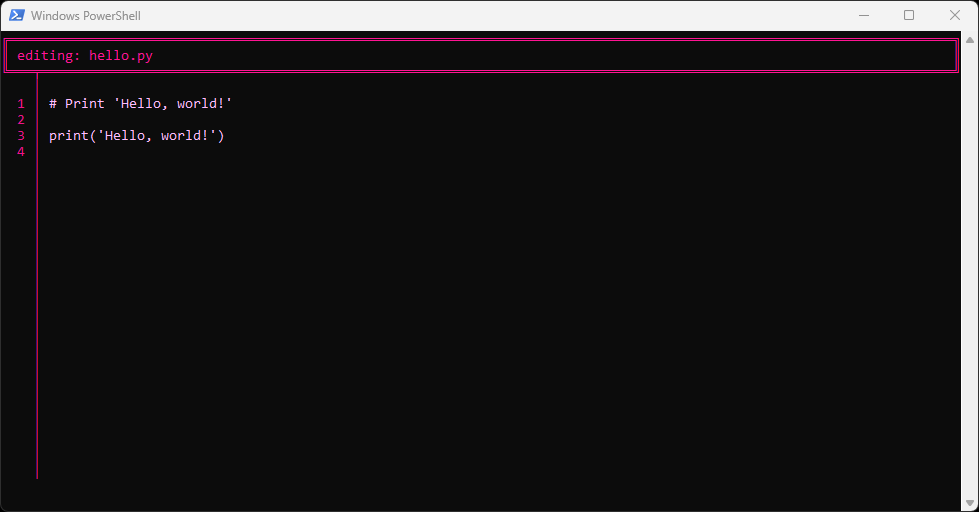 editing: hello.py